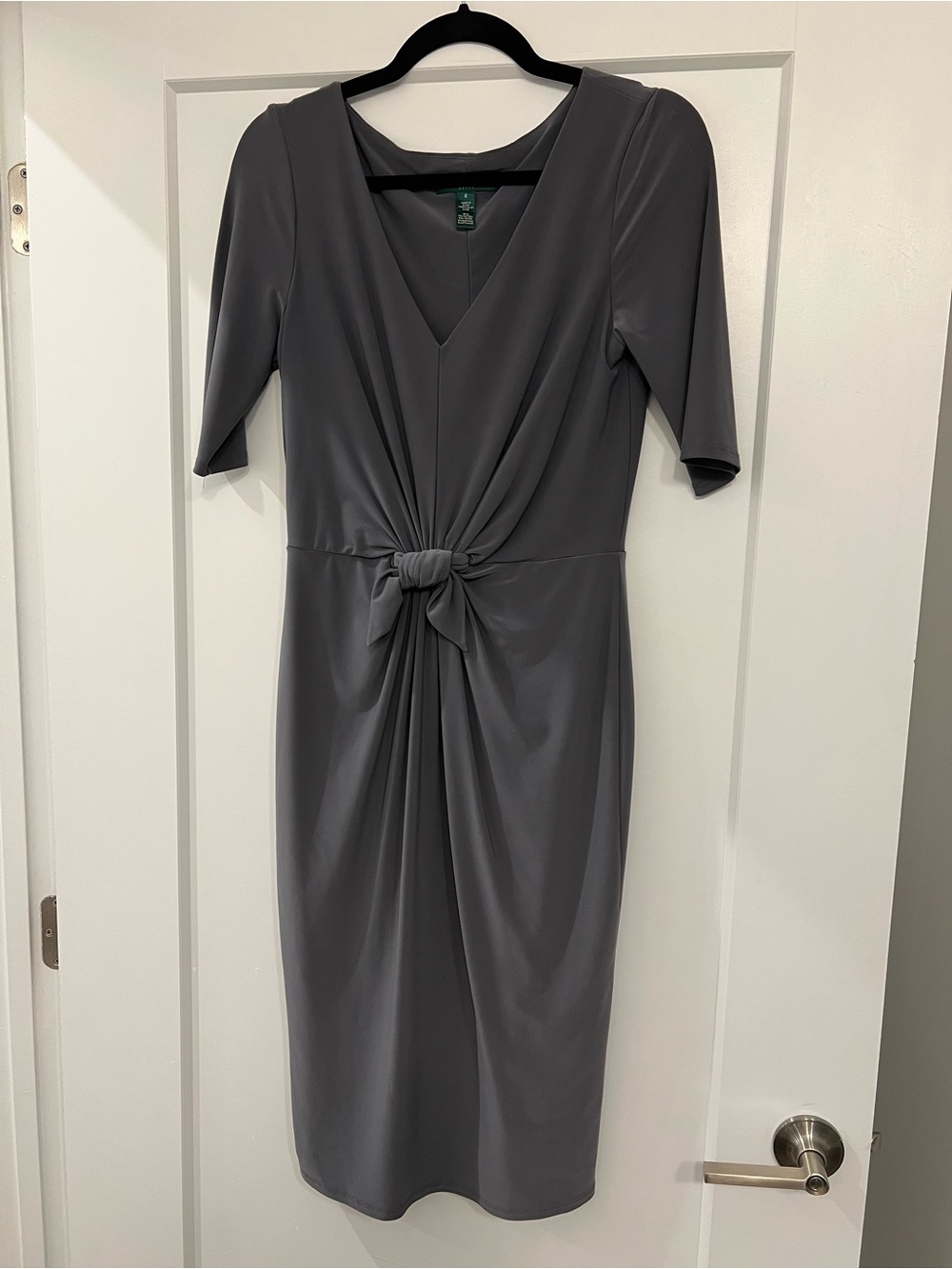Ralph Lauren Gray Midi Dress with Front Knot